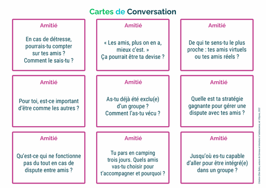 Compétences psychosociales. Empathie. CPS. Cartes de discussion. Adolescents. Discussion à visée philosophique. Philosophie pour enfants. émotions. écrans. cartes gratuites de conversation ados.