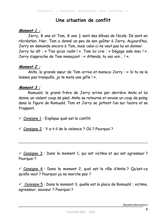 Résolution de conflits en classe. Harcèlement. Messages clairs. Compétences psychosociales. Communication NonViolente. CPS. CNV. PDF gratuit.