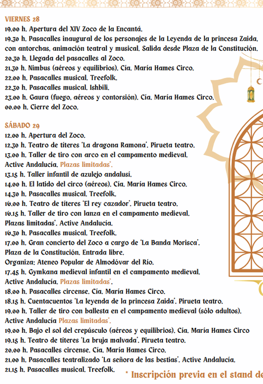 Programacion del Zoco de la Encanta en Almodovar del Rio