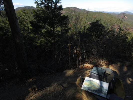 スカリ山山頂で久しぶりに山のなかでのスケッチタイム