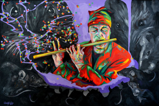 The Gambler, a expressive Pop-Art acrylic painting on canvas.