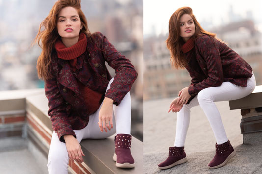 Zu den aktuellen Trendschuhen gehören bequeme Boots, die sich als wahre Stylingkünstler entpuppen und mit vielen Details auffallen.  Foto: djd/Skechers USA Deutschland GmbH