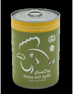 CuraDog Huhn das Bio Nassfutter. Empfehlenswert bei Hunden mit Stoffwechselstörungen und Allergien.