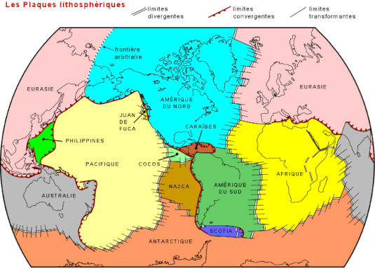 Lorsqu'on relie tous les séismes et les volcans par un trait, on obtient cette carte.