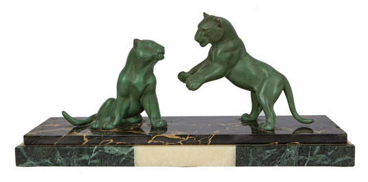 Sculpture, "Gambling Panther", France 1920-1930, Art Déco Wiesbaden Regine Schmitz-Avila