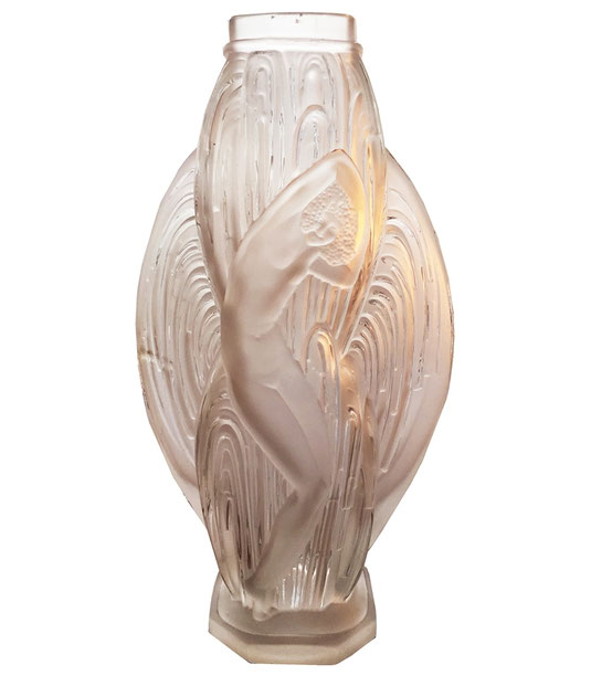 Art Déco vase signed "Etling". Vase with a female.
