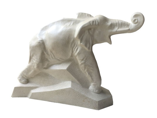 Art Déco ceramics sculpture of an elephant signed "Dolly".