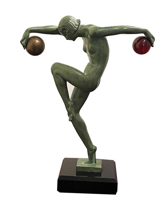 Art Déco bronze of a ball dancer signed by "Denis".