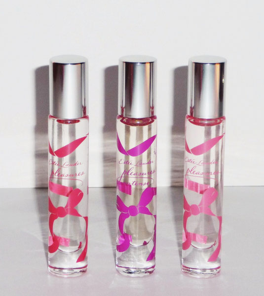 2015 : GROS PLAN SUR LES 3 MINIATURES ROLL'N - VARIANTES DE LA FRAGRANCE PLEASURES