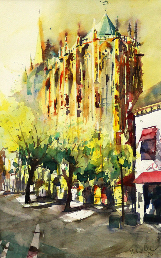 Aachen Dom, (Aquarell), 42 x 60 cm