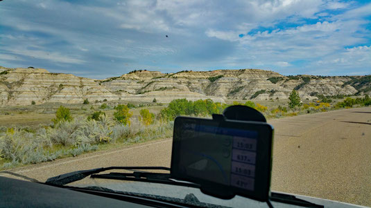Theodore Roosevelt National Park, North Unit, Scenic Drive, zwischen River Bend Overlook und Cannonball Concretions