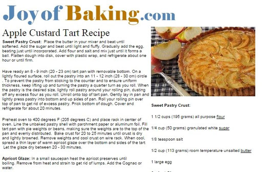 joyofbaking.com Apple Custard Tart
