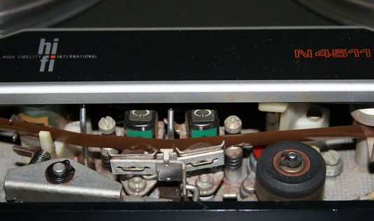 Tonköpfe und Bandführungen bei einem Tonbandgerät Philips N4511