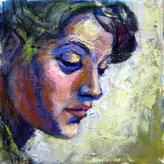 Portrait-Looking Down-Ölmalerei