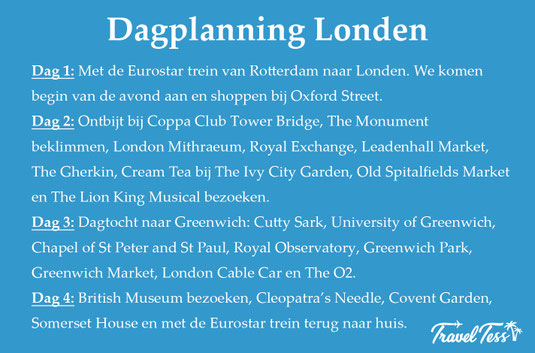 Dagplanning Londen