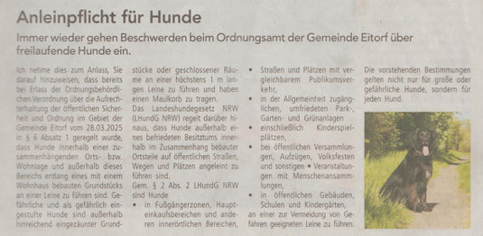 Quelle: Mitteilungsblatt Eitorf vom 30. Mai 2025 /KW 22