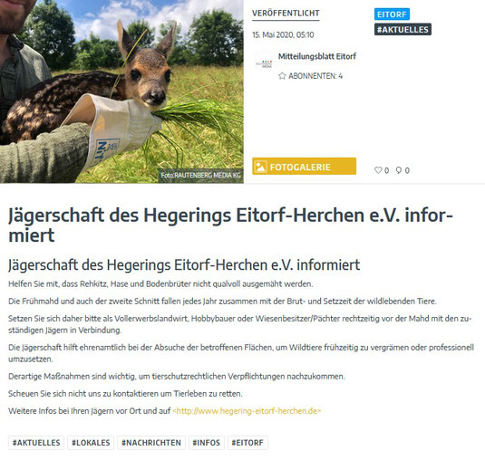 Quelle: www.unserort.de / Mitteilungsblatt 15.05.2020