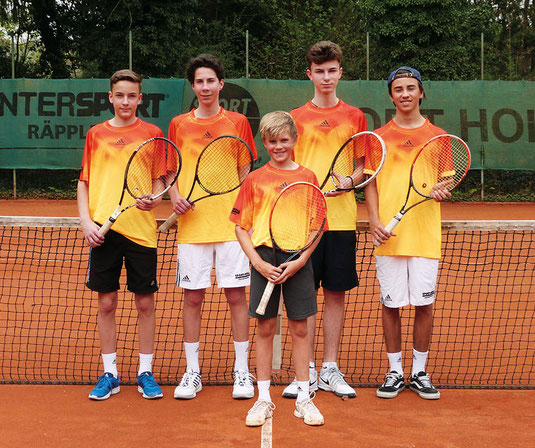 V.l.n.r.: Nr. 5 Falk Weber, Nr. 1 Nils Küstermann, Nr. 2 Lasse Pörtner, Nr. 7 Nemanja Popovic, Nr. 6 Finn Schweizer, 