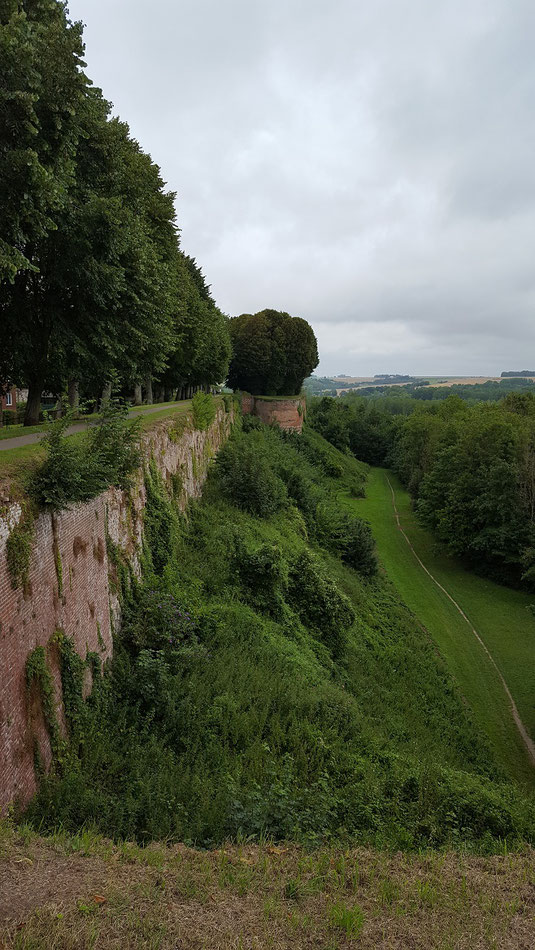 Teil der teils 30 Meter hohen Stadtmauer, die noch rings um´s Städtchen geht und komplett begehbar ist