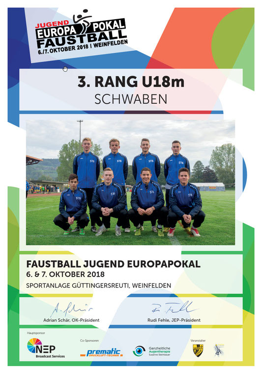 STB-Team U18 männlich beim Jugend Europapokal 2018 in Weinfelden CH