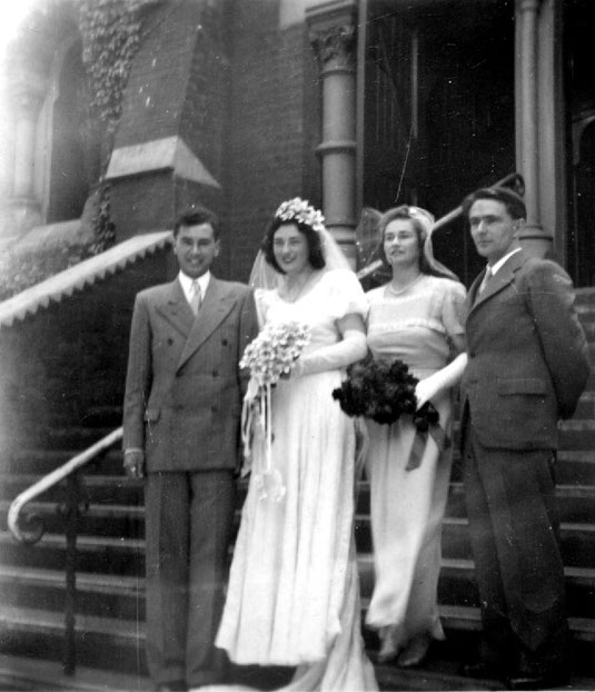 Bill & Joan Le Page on their wedding day with Betty & Ossie Hall.