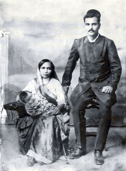 Khodu & his wife Naja with their baby son- Dinshaw. Courtesy of LM  Vol.1  p.216. Image enhanced by Anthony Zois.