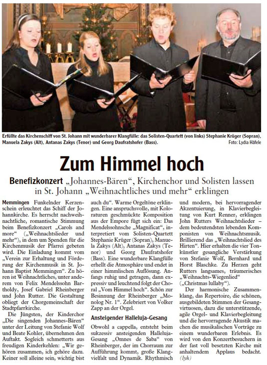 Bericht in der Memminger Zeitung am 13.01.2012