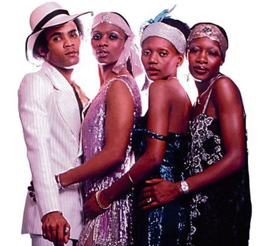 Bobby Farrell, Maizie Williams, Marcia Barrett und Liz Mitchell bildeten ab 1975 Frank Farians Popgruppe, die in Offenbach ihre Alben aufnahm. (Foto: Sony BMG Didi Zil)