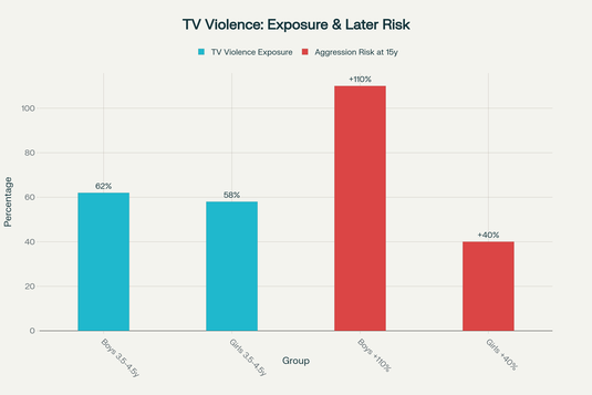 Exposition à la violence télévisée chez les enfants de 3,5 - 4,5 ans selon le sexe