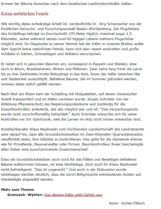 Badische Zeitung 10. August 2012