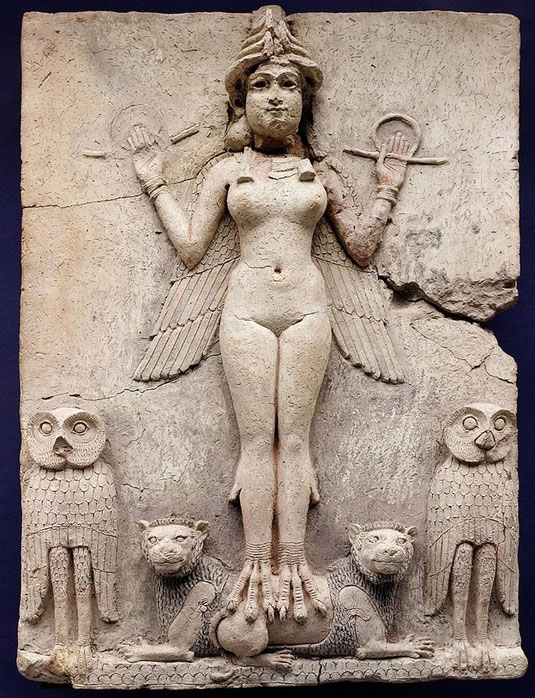 représentation de la "reine de la nuit" - plaque Burney au British Museum de Londres