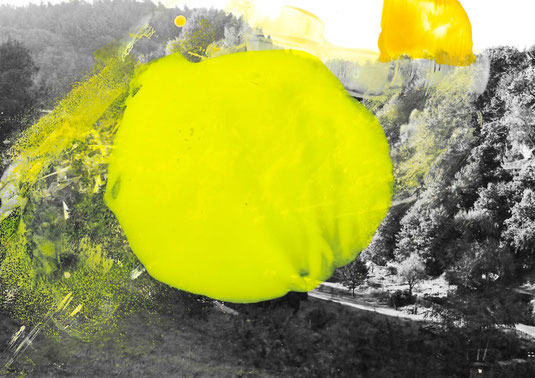 Dreier & Hanousek, "Irritierte Landschaft III", Acryl/c-print 21x29,7cm, 2024