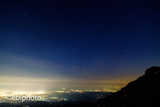 福島の夜景と天の川