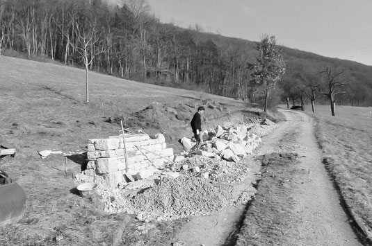 Lebensraumaufwertung mit Trockenmauer in Löhningen (Foto: A. Reich)