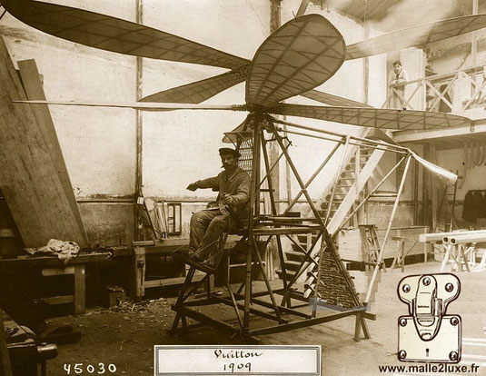 Hélicoptère imaginé par Jean et Pierre Vuitton en 1908, construit en 1909 - Vuitton-Hubert