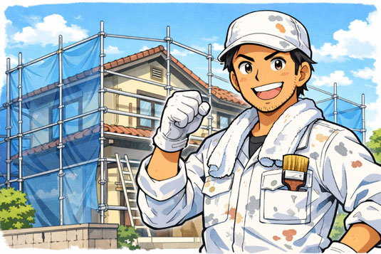 建築塗装の一級技能士職人イラスト