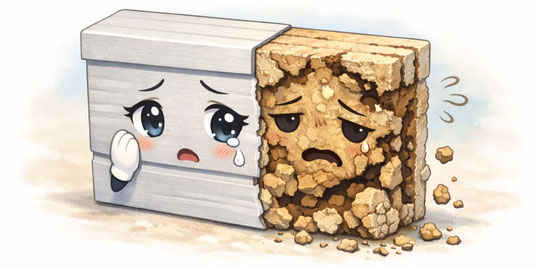 表面は綺麗に見えても中身が傷んで朽ちてボロボロなので塗装しない方が良いサイディング外壁材のイメージ画像
