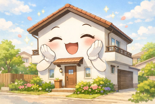 過去に施工不良があったけど二度目の塗装で見事に外壁が甦ったお家のイメージイラスト