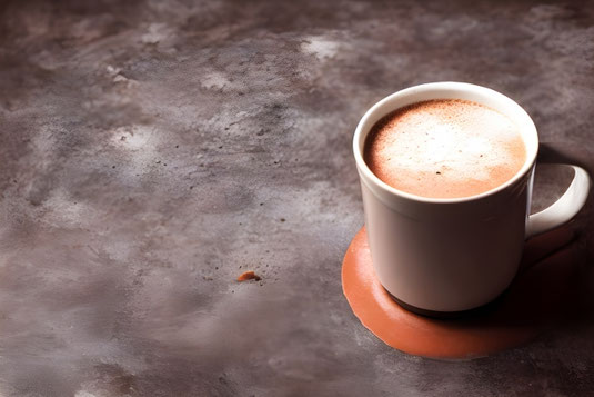 コーヒーの入ったマグカップ。