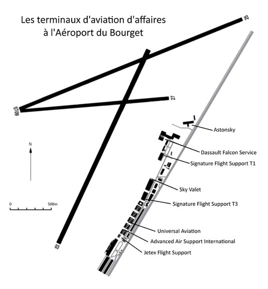 Les terminaux d'aviation d'affaires à l'aéroport du Bourget