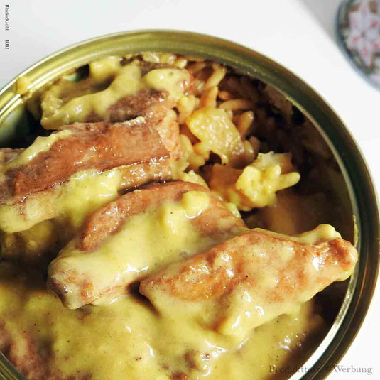 Dosen Bistro Chicken Curry mit Reis und Ananas
