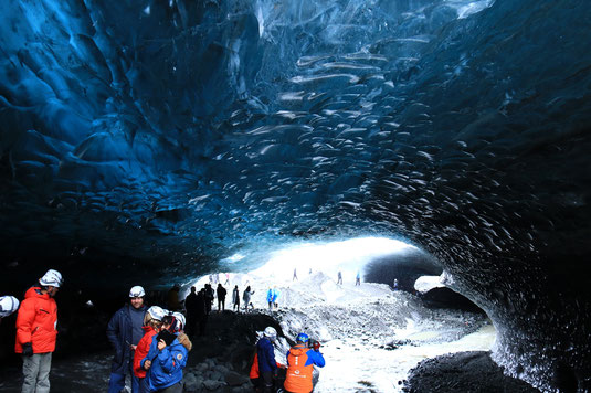 In the Crystal Blue Ice Cave in Vatnajökull Glacier, Troll Tours, Iceland, glacier