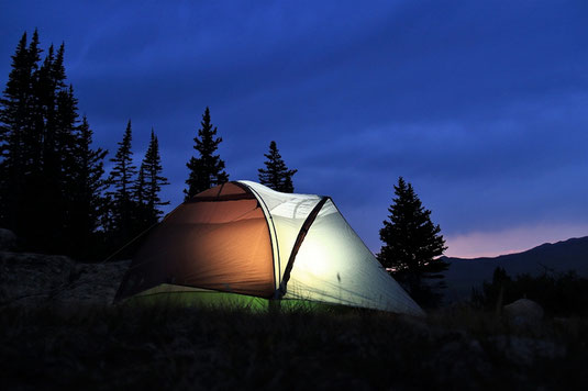 Overnight backpacking, camping, Wyoming, USA