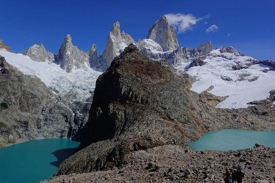 Hiking Laguna de Los Tres, view, glacier lakes at the top, Fitz roy, hiking in Patagonia