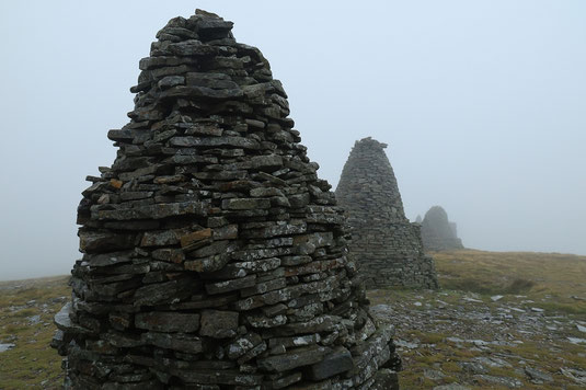 Nine Standards Rigg, Wanderung auf dem Coast to Coast Trail in England, Regen auf der Fernwanderung, Nebel