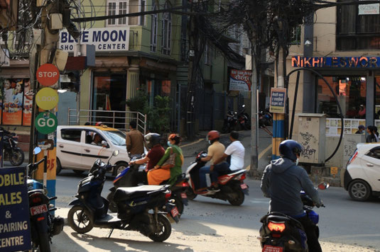 Traffic in Kathmandu - here a rather harmless photo
