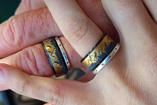 Etsy wedding rings, mountains, wedding bands, special, age gap relationship