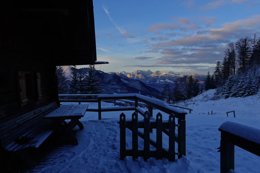 Almhütte, Berghütte, Weihnachten, Bayern Deutschland, Alpen, Weihnachten Berghütte
