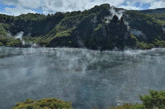 World's largest hot spring, Frying Pan Lake in New Zealand, Waimangu Volcanic Valley, Rotorua
