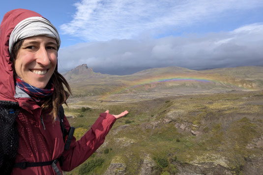 Laugavegur trail Iceland, hiking Iceland, rainbow, highlands, long-distance hike Iceland, SquirrelSarah
